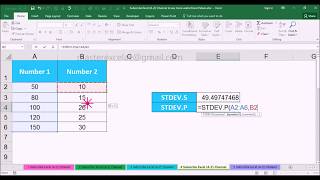 STDEV.S vs STDEV.P Statistical Function with Examples in MS Office Excel 2016