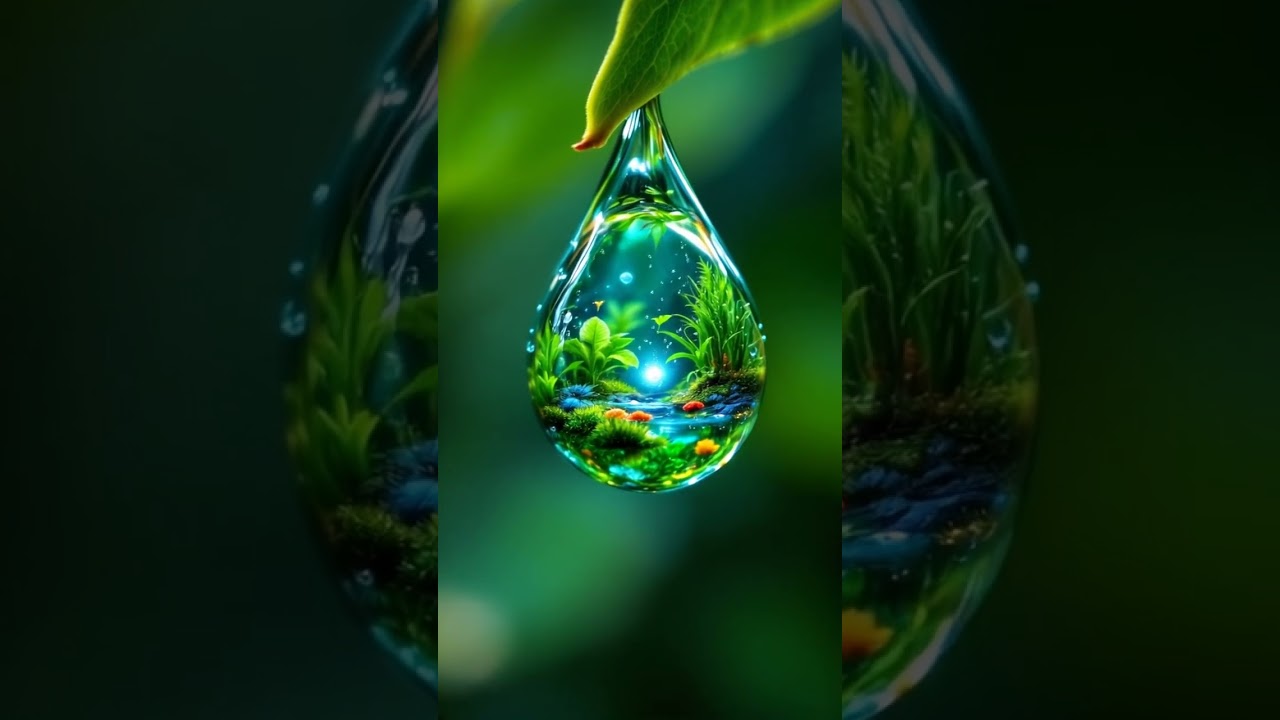 Raindrop Eden: Discover a Hidden Bioluminescent Micro-Universe | Mesmerizing 