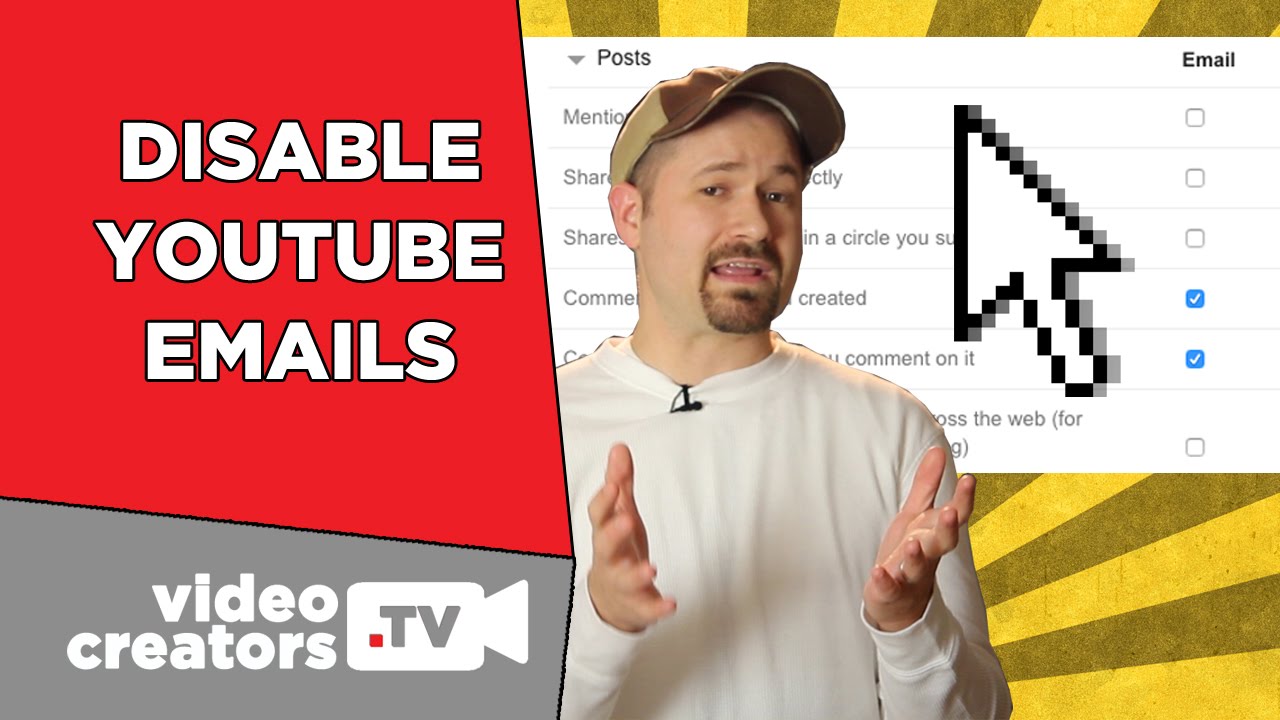 how to turn off email notifications on youtube