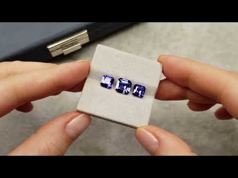 Asscher cut tanzanite set 6.71 carats Video  № 1