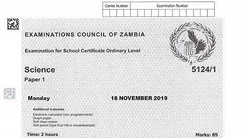 ECZ PAST PAPERS FOR GRADE 12 - Science Paper 1 2019 Internal Part 1.