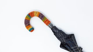 【ジグザグ編み】傘のグリップカバーを編んでみた