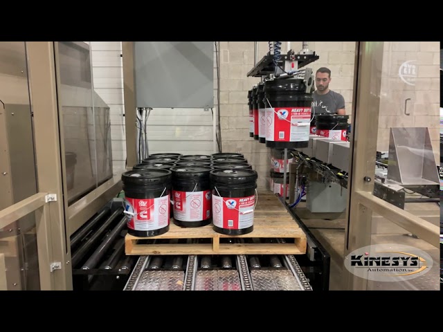 High-Throughput Fully-Automatic Pail Palletizer