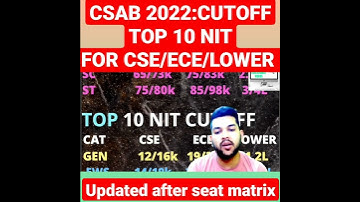 Csab 2022 expected cutoff for top 10 nit| Updated after seat vacancy list #csab #cutoff #nit #shorts