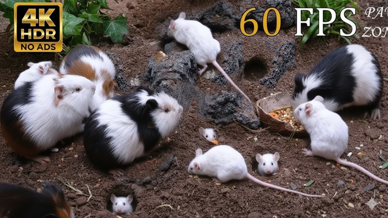 [NO ADS, NO AI] CAT TV 😺 for Cats to Watch: 🐹 Hamster Beach Party & Mixed Garden Feast🐭 4K HDR 60FPS