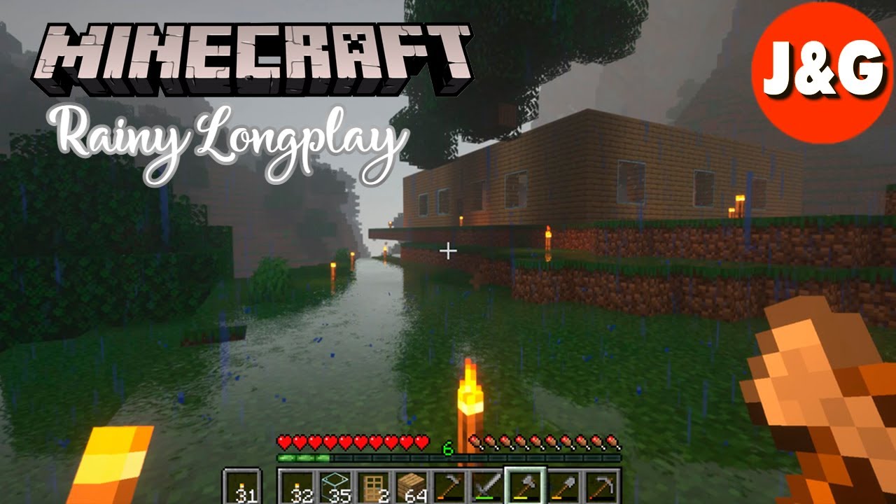Minecraft Relaxing Rainy Longplay - Begin to build a house - YouTube