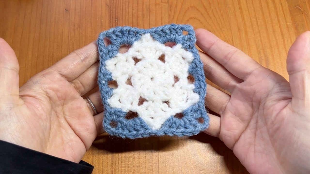 ❄️ Crochet Snowflake Granny Square Tutorial【かぎ針編み】雪の結晶モチーフの編み方