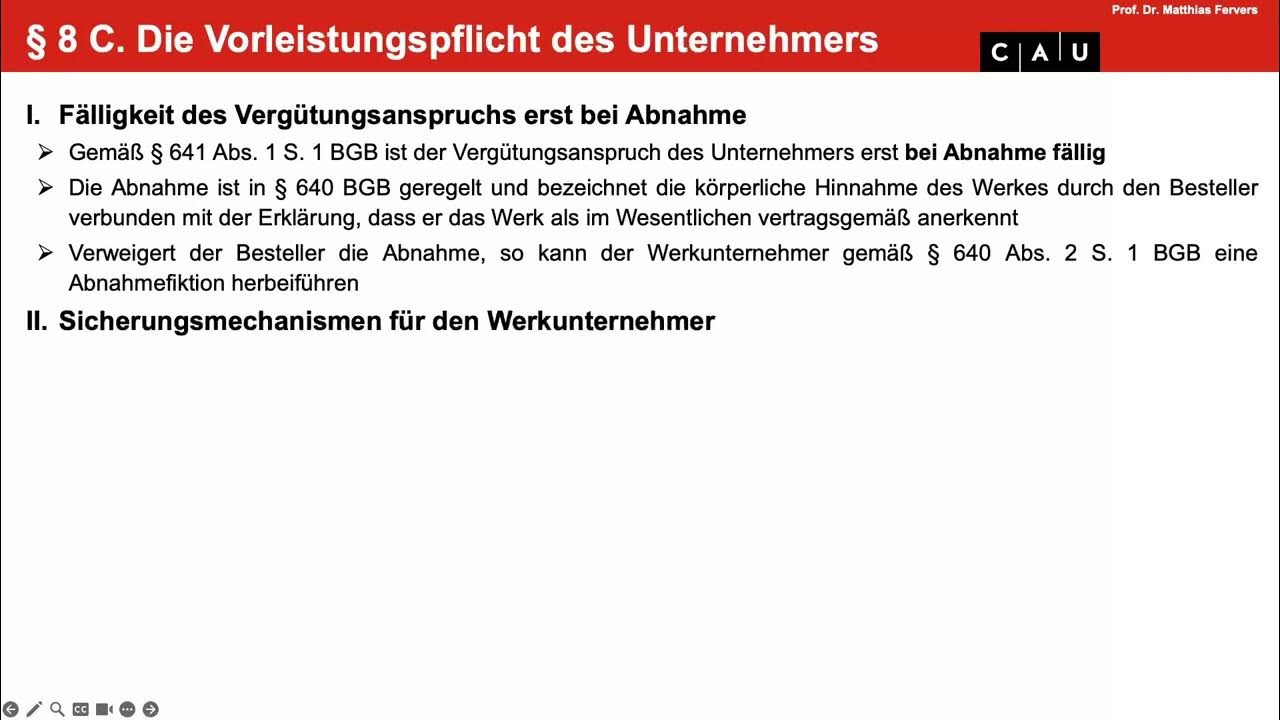 Schuldrecht BT – Folge 22 (Werkvertragsrecht: Pfandrecht, Gefahrtragung ...