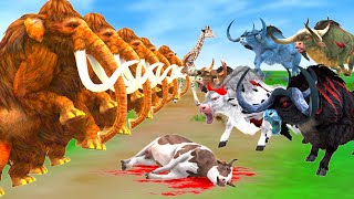 10 Giant Bulls Vs Woolly Mammoth turns into Zombie Mammoth Fight Zombie Bull Rescue Save Elephant