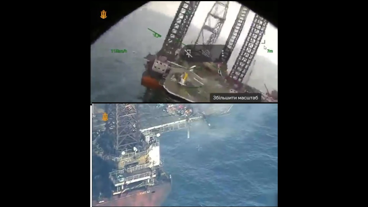 Russian Ka-27 Helicopter Destroyed on Drilling Platform During Marine Drone Attack