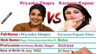 Priyanka Chopra Vs Kareena Kapoor Biography Comparison | Aktar Entertainment.