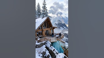 Snowy Cliff Cabin Cracks From Landslide and Falls Into Frozen Valley