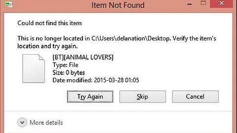 Windows - Unable to delete/rename file ( Item not found / )