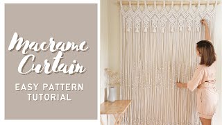 Macrame Curtain Tutorial Easy Pattern (Size 5ft wide x 6ft tall)