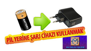 cihazlarda pil yerine usb adaptör (şarj cihazı) kullanımını anlatan video