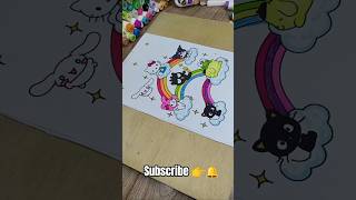 Coloring Sanrio Friends &amp; Rainbow! 🌈✨ #shorts