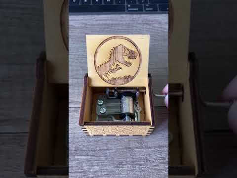 Jurassic Park Theme Music Box Black Wooden Cute Hand Crank Music Box for Gift