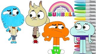 The Amazing World of Gumball Coloring Book Pages Darwin Chi Chi Ribbit Rainbow Splash