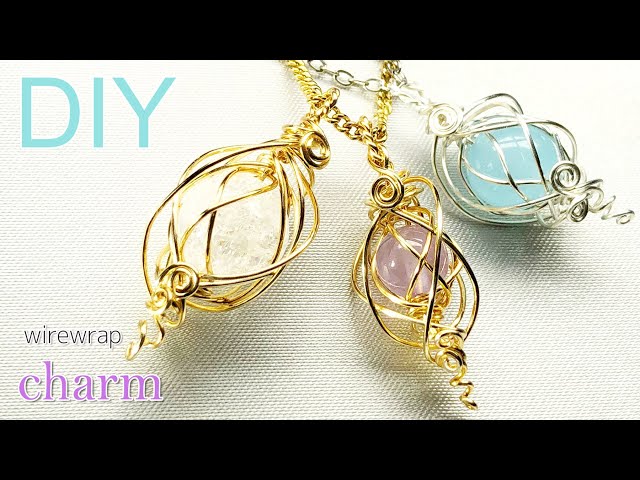 DIY Jewelry☆穴あり天然石のワイヤーラッピングチャームの作り方