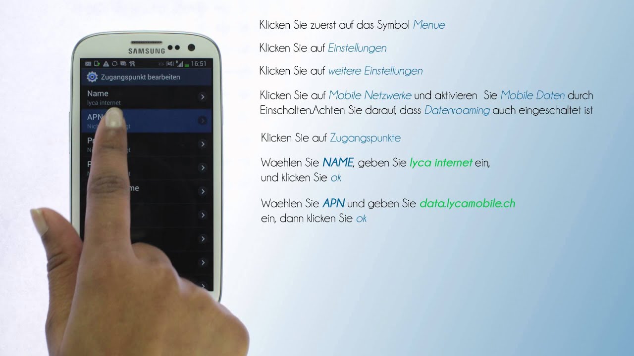 Lycamobile Schweiz Mobiles Internet Einstellungen Fur Samsung Youtube