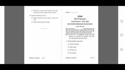 structure system analysis and design BCA semester 2 MDU 2021