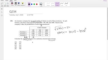 SOA Exam P Question 234 | Standard Deviation of Discrete Variables