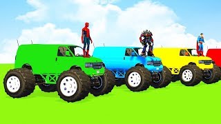 Learn Colors Offroad Cars & Spiderman Video w/ Superheroes Cartoon Animation for Children Toddlers