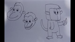 3 Cara Mudah Menggambar Monyet Lucu / 3 Easy Ways to Draw Cute Monkeys