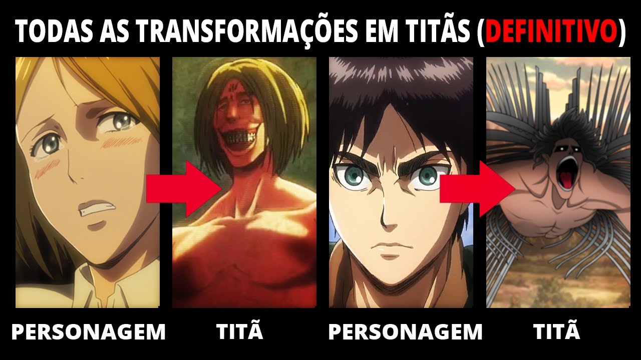 ATTACK ON TITAN antes e depois - Evolução dos personagens Shingeki no  Kyojin 
