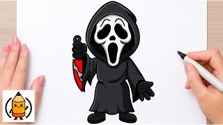 How To Draw Ghost Face Scream Halloween Drawing Tutorial