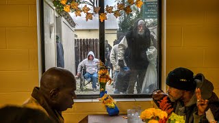 Homeless celebrate Thanksgiving at Loaves & Fishes, but worry about shelters in the cold