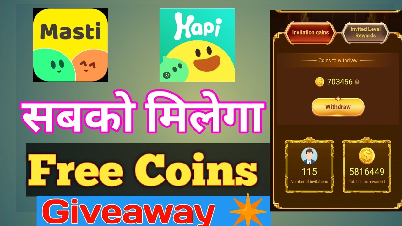 Mast voice chat app unlimited free coins Tricks | Masti or Hapi voice chat app Free Coins Lut Trick