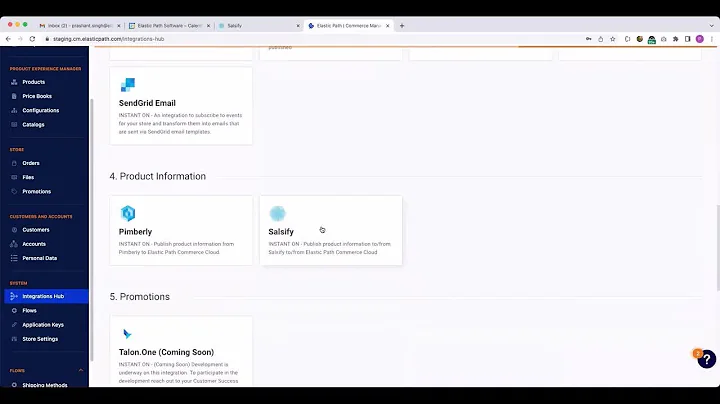 Integrations Hub - Elastic Path Commerce Cloud to Salsify Configuration