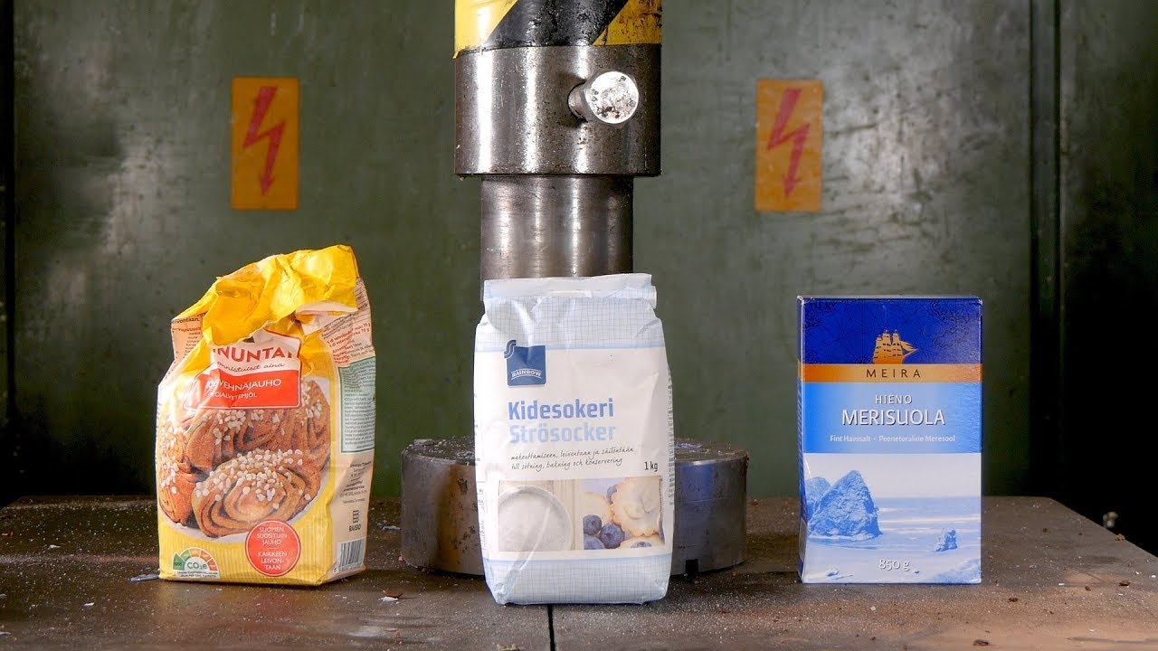 Turning Sugar and Salt into Rock with Hydraulic Press | in 4K hydraulic press channel wife