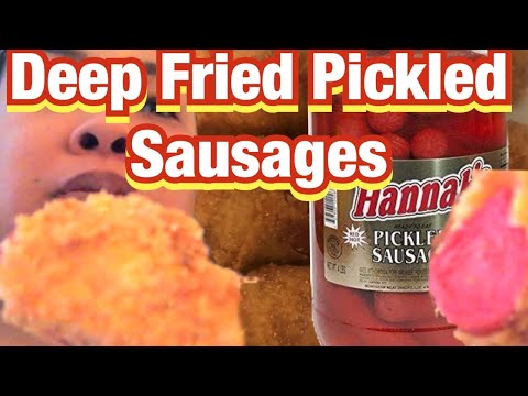 Trying Deep Fried Pickled Sausages - Fried Pickled Sausage Taste Test - Food Review