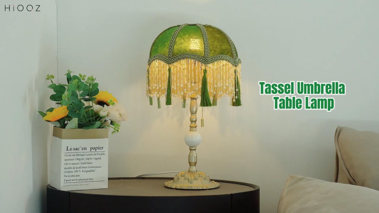 Artisanal Tassel Umbrella Table Lamp - Decorative Desk Lamp for Home Decor