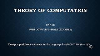 Pushdown automata for the language L = {WC𝑊^r | Wϵ (0+1)^∗}