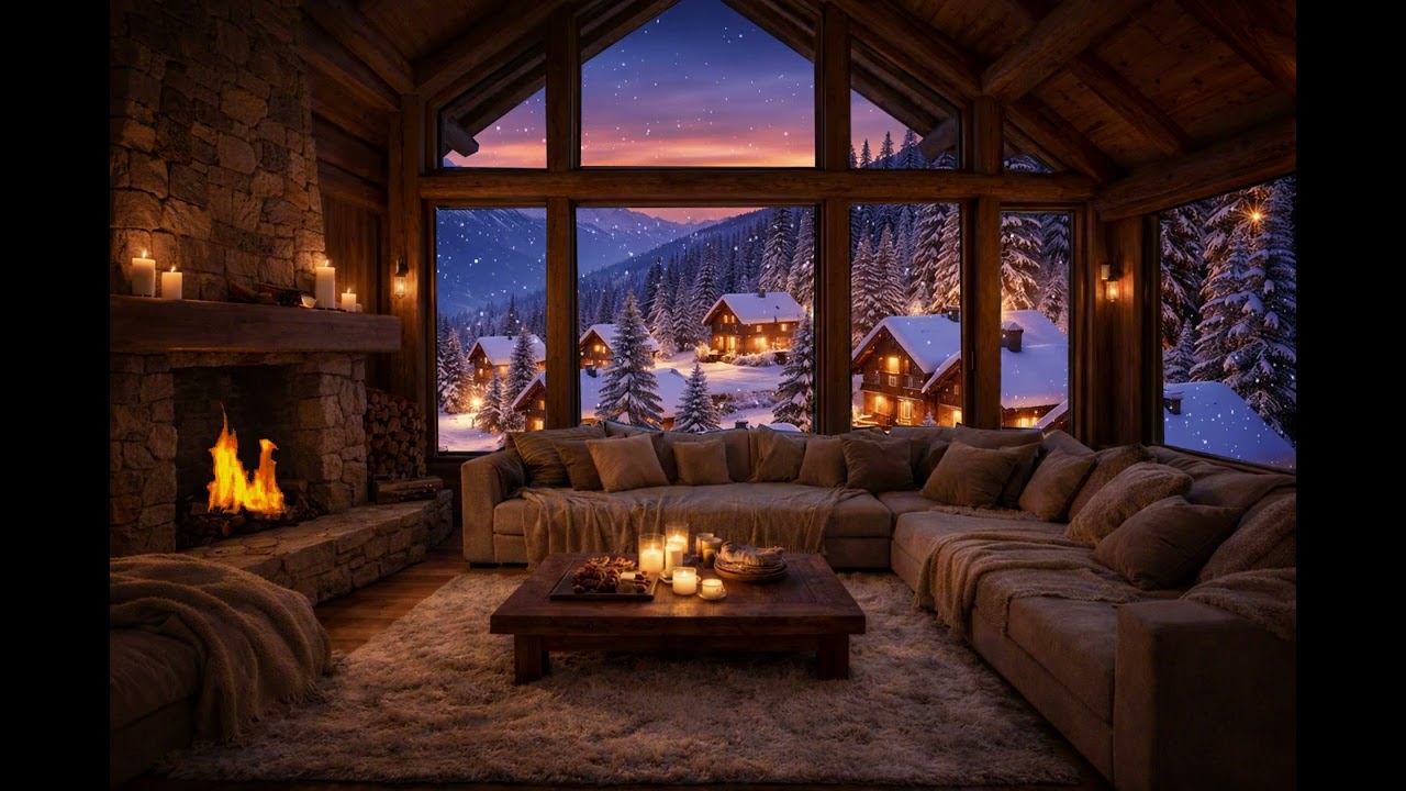 함박눈 내리는 밤, 벽난로 옆에서 🔥 | Cozy Fireplace ASMR (3시간) [벽난로 ASMR]