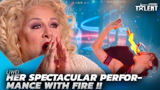 LiWei impresses the judges with her dangerous fire tricks | FGT 2024