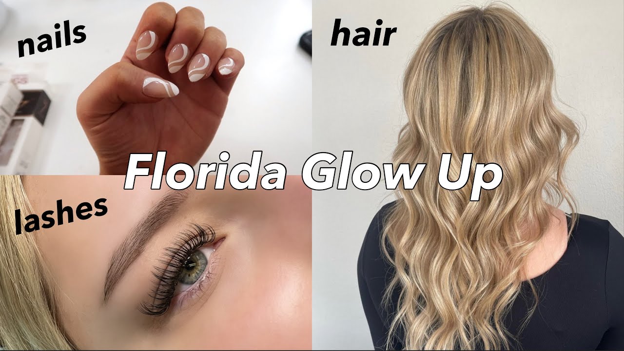GLOW UP WITH ME FOR FLORIDA | hair, lashes, nails, & spray tan - YouTube