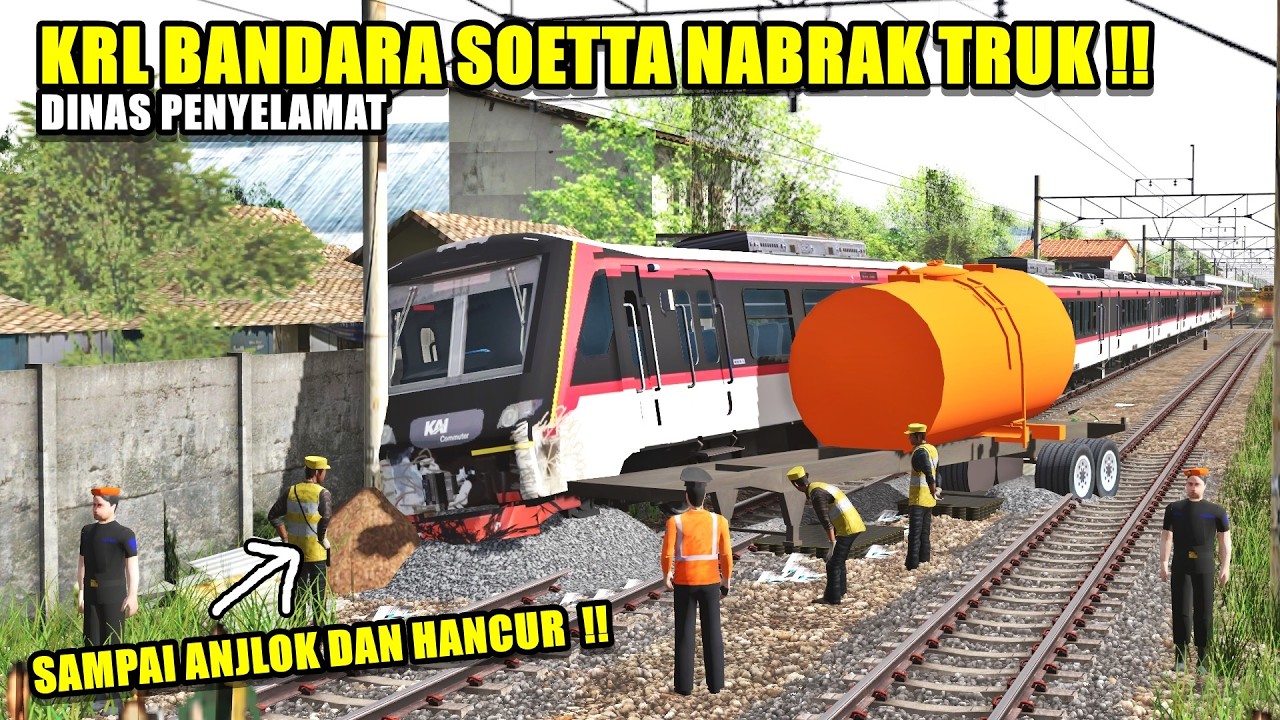 KRL BANDARA SOETTA NABRAK TRUK TRAILER - PORIS DINAS PENYELAMAT