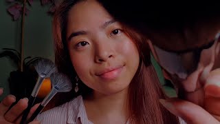 ASMR Brushing Each Part of Your Face To Relax You 🥰 (Fan Brush & Fluffy Brush, Soft Layered Sounds)