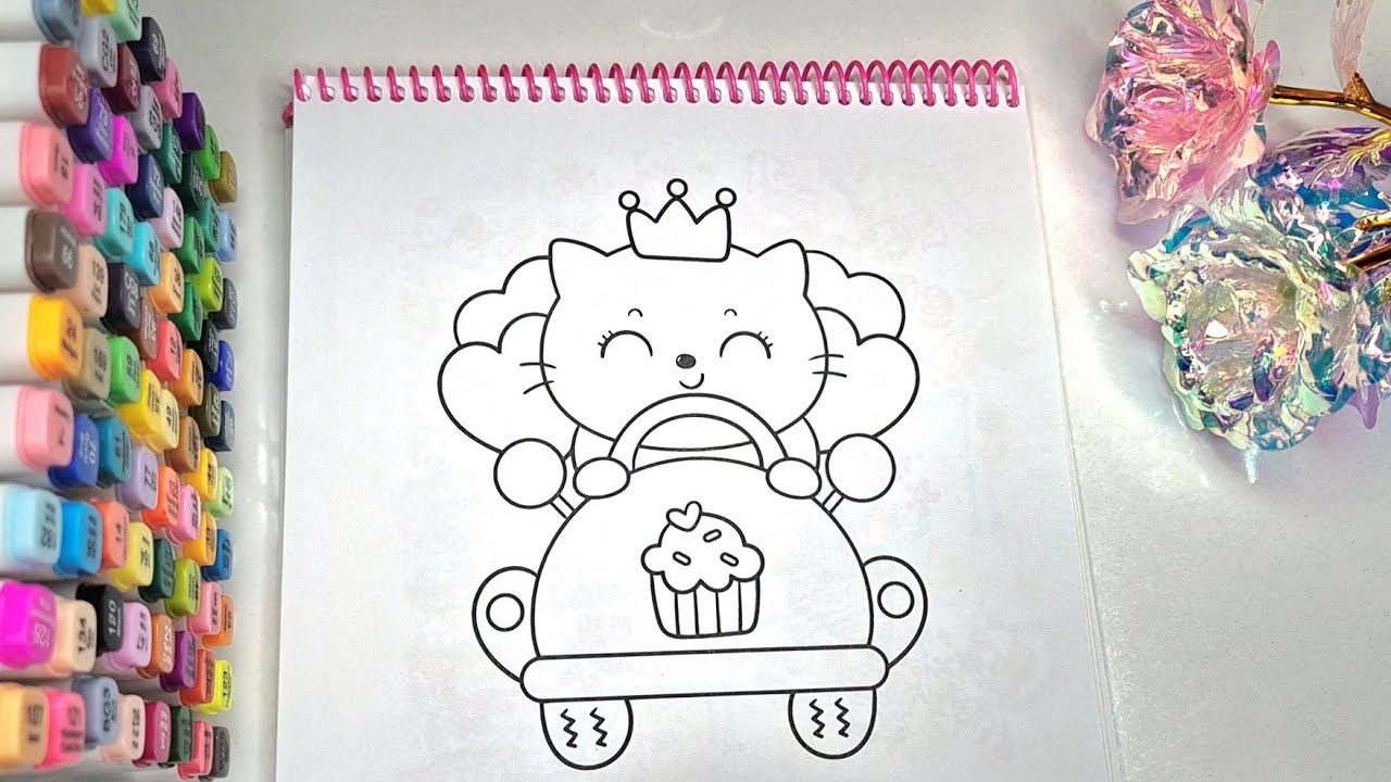 ASMR Color with Me | Cozy Small Kitty Coloring Book for Relaxation | Calm Kawaii Vibes