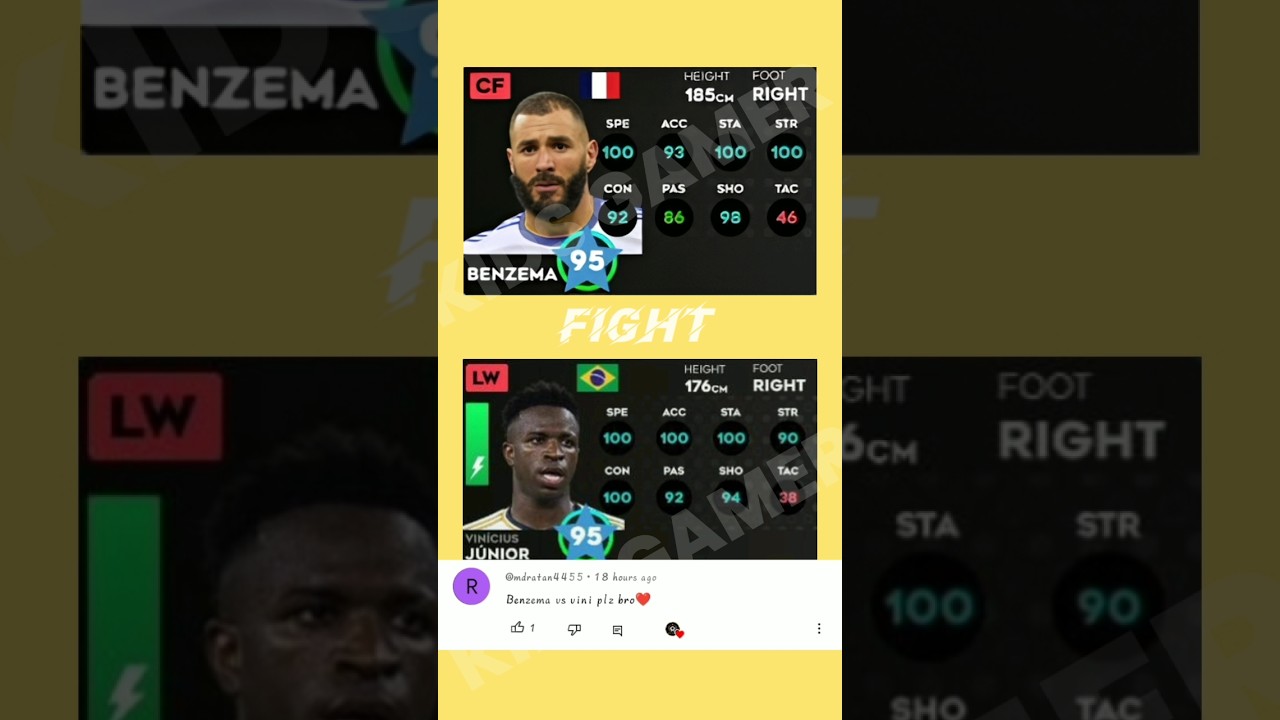 DLS 24 BENZEMA VS VINI.JR FIGHT CARD COMPARISON