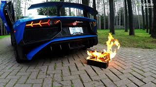 Lamborghini owner lights a fire with his car exhaust, then has to act quickly