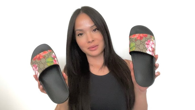 GUCCI SLIDES UNBOXING  GUCCI GG BLOOMS SLIDES REVIEW 