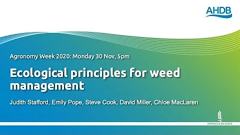 Ecological principles for weed management Agronomists’ Conference 2020