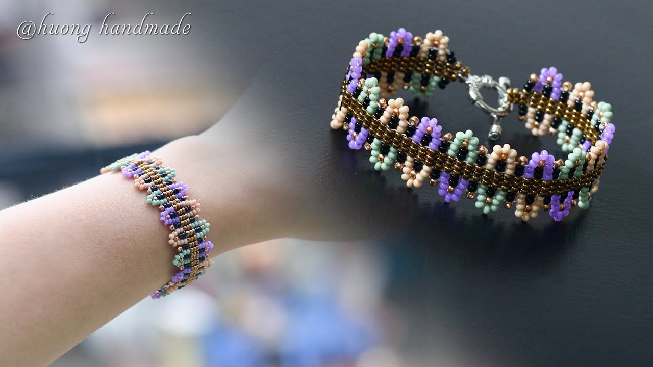 Bead fence bracelet with only seed beads. How to make jewelry. Beading diy