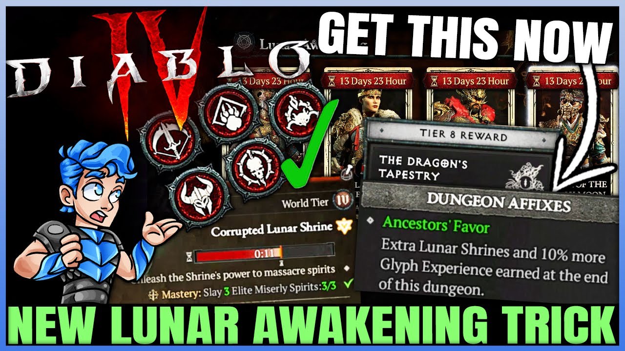 Diablo 4 - WARNING: New Lunar Awakening Shrine is BROKEN - Fast Level 21 Glyphs & New Gear Guide!