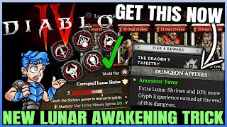 Diablo 4 - WARNING: New Lunar Awakening Shrine is BROKEN - Fast Level 21 Glyphs & New Gear Guide!